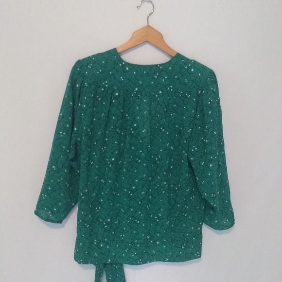 Vintage Retro Green Abstract Ms Paquette Blouse - Picture 5 of 6